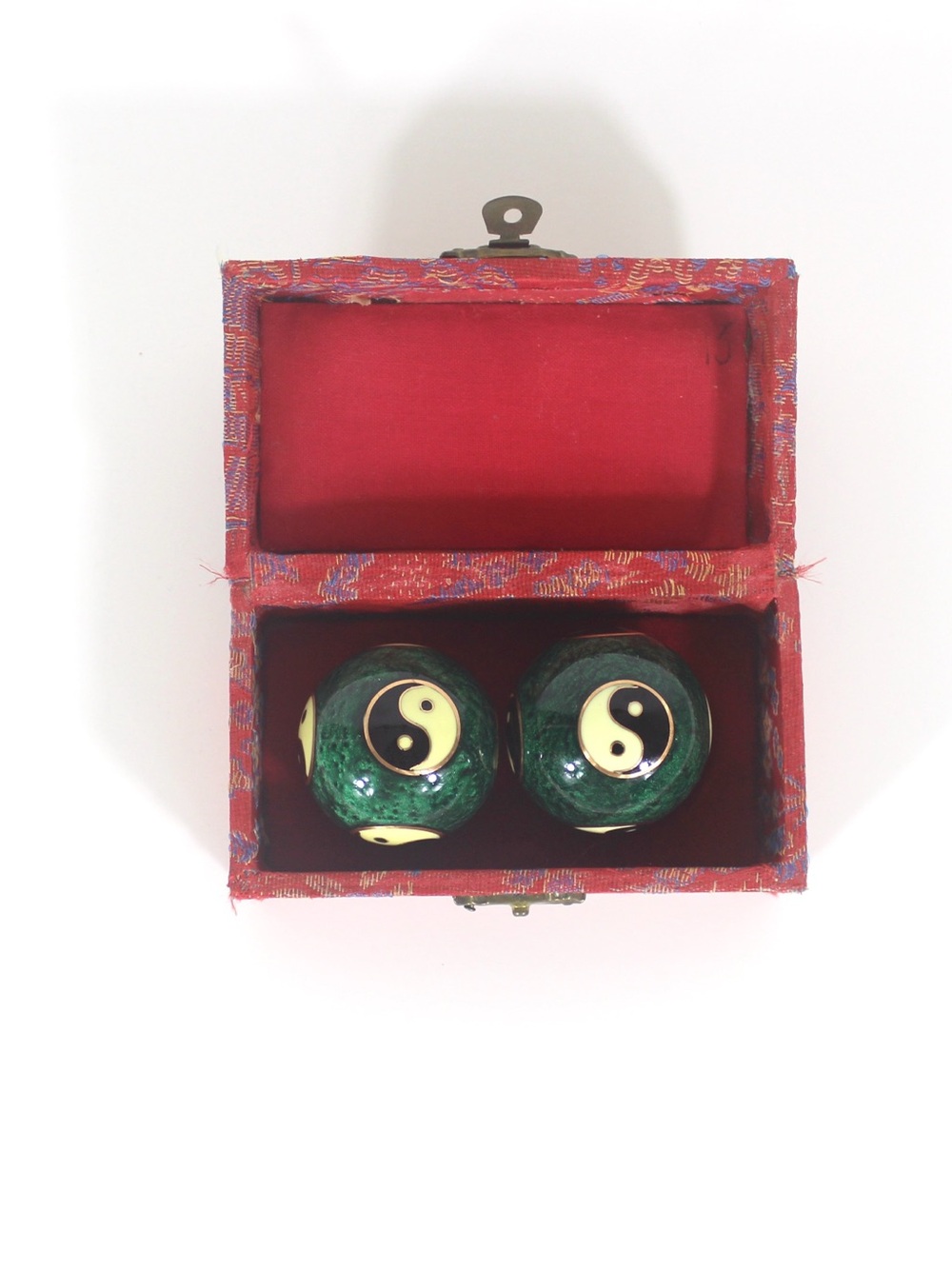 Vintage Chinese Cloisonne Musical Stress or Iron Balls, Boading Baoding Yin-Yang